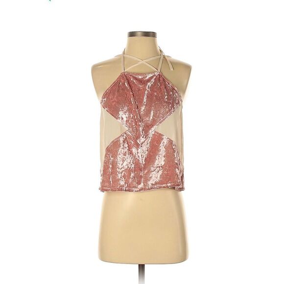 Tobi velvet chiffon peek a boo tank crop top S - Picture 1 of 8